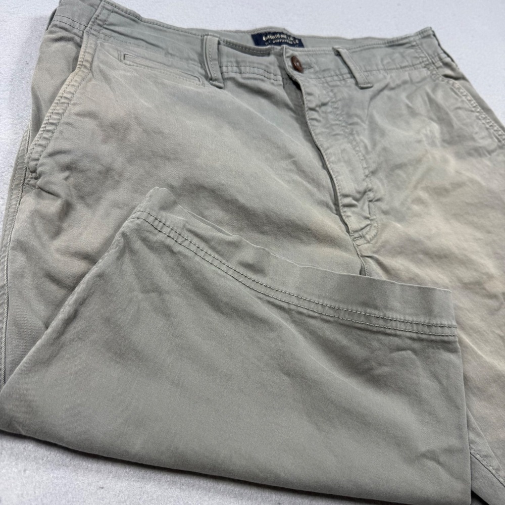 American Eagle Next Level Flex Khaki Chino Shorts Men 33 Taupe Flat Front Casual